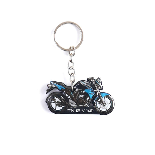 Customised Bike Shape Keychain, Blue And Black Street Bike