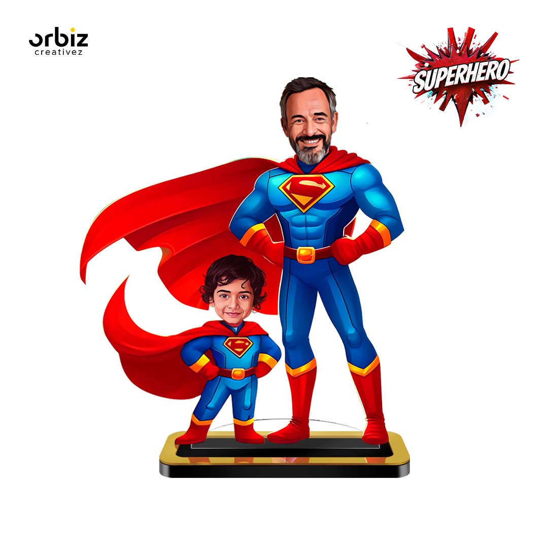 Personalized Mini Me: Dad & Son SuperMan Caricature