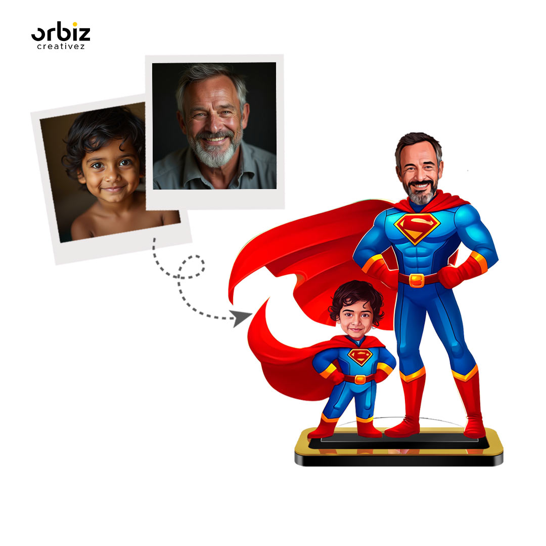 Personalized Mini Me: Dad & Son SuperMan Caricature