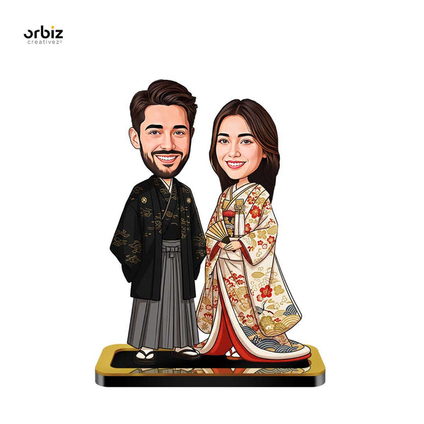 Personalized Mini Me : Japanese Traditional Couple Wedding Caricature