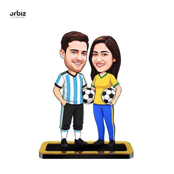 Personalized Mini Me : Football Theme Couple Caricature