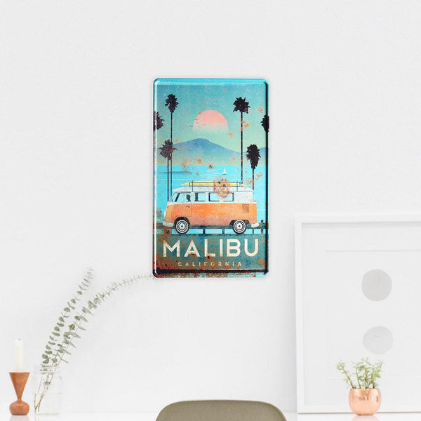 Personalised Aluminium Fun Plate, Malibu Retro Van