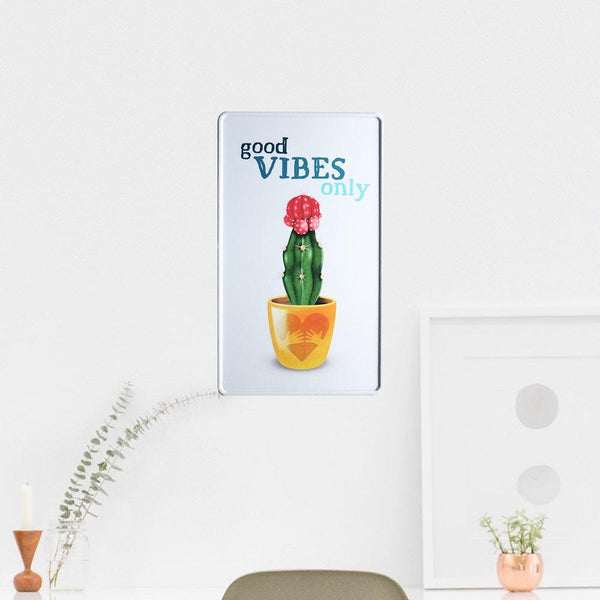 Personalised Aluminium Fun Plate, Good Vibes Only Cactus
