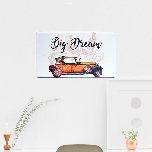 Personalised Aluminium Fun Plate, Big Dream Vintage Car
