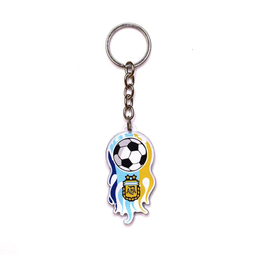 Argentina Keychain, Football And Flames With Crest