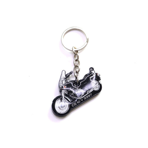 Customised Bike Shape Keychain, Black And Silver Bike