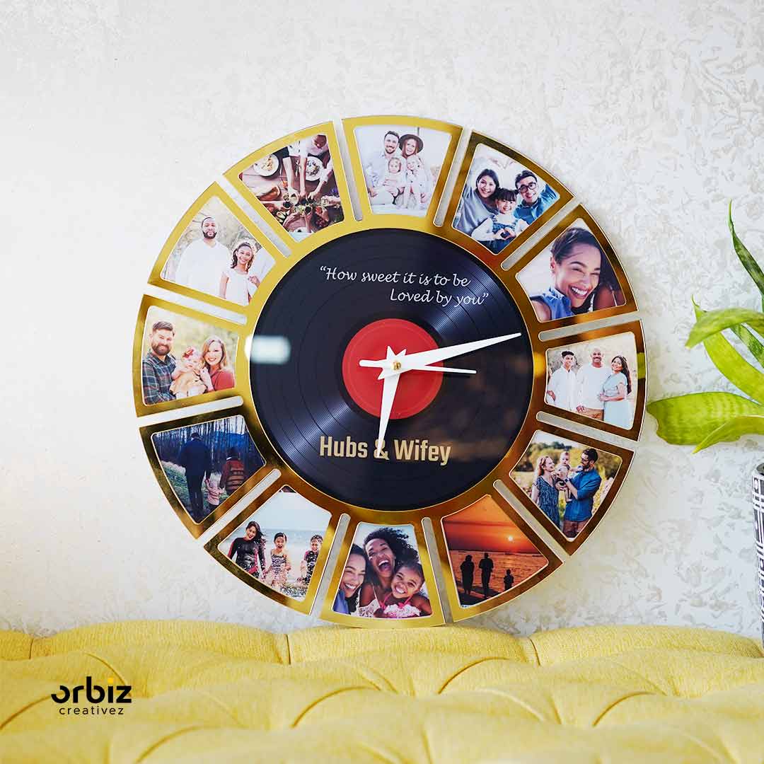 Personalized Photo Clock| Gold