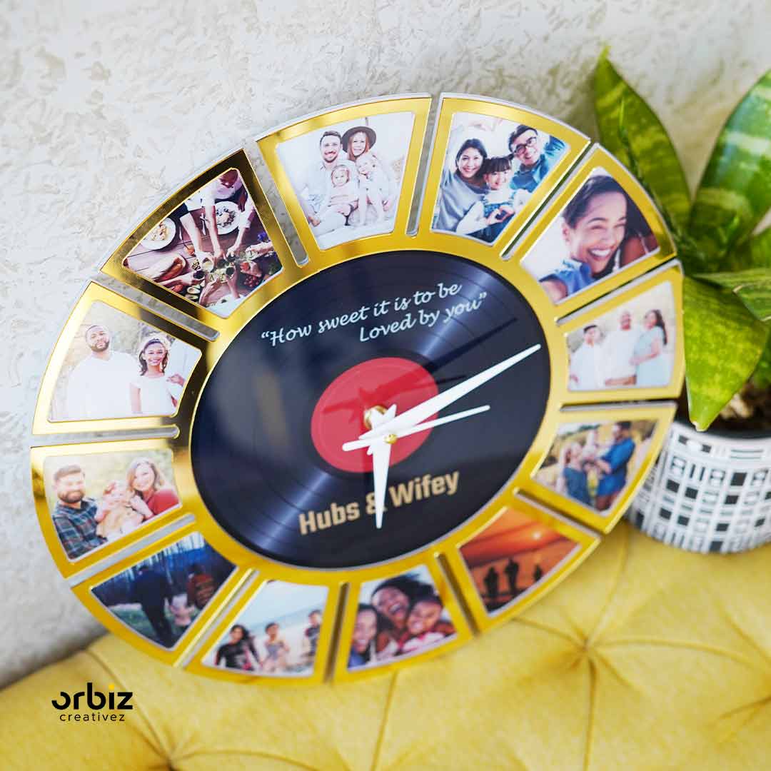 Personalized Photo Clock| Gold