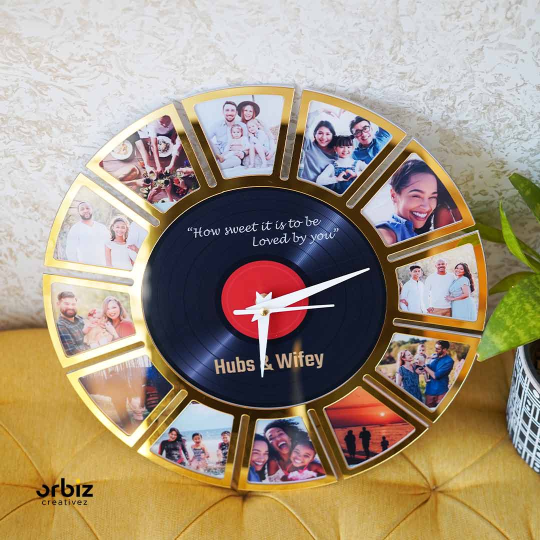 Personalized Photo Clock| Gold