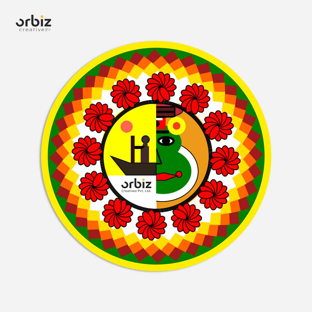 Onam Pookkalam Sticker - Kathakali Design