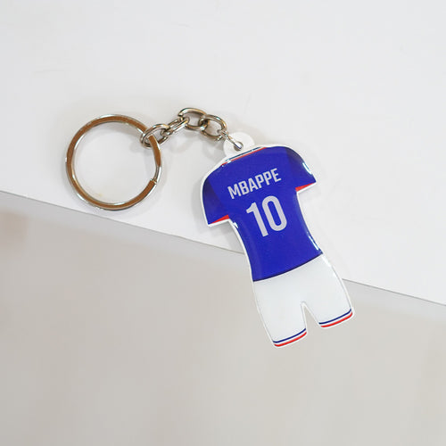 Mbappe Jersey Keychain, Number 10 Blue With Red Trim