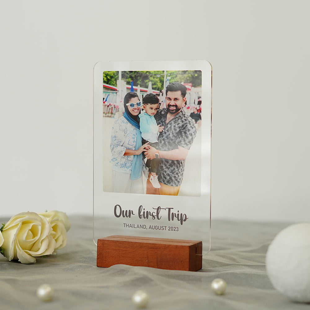 Acrylic Frameless UV Printed Photo Frame With Wooden Holder - Orbiz Creativez