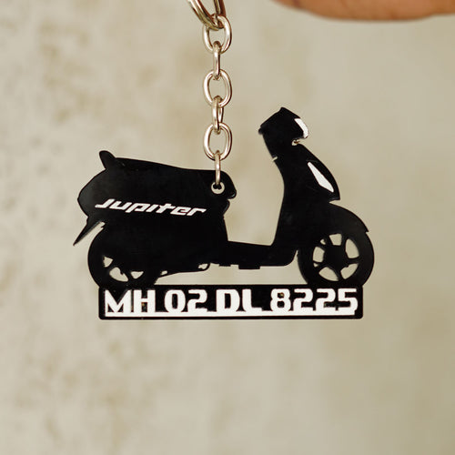 Customised Bike Shape Keychain, Black Scooter Cutout