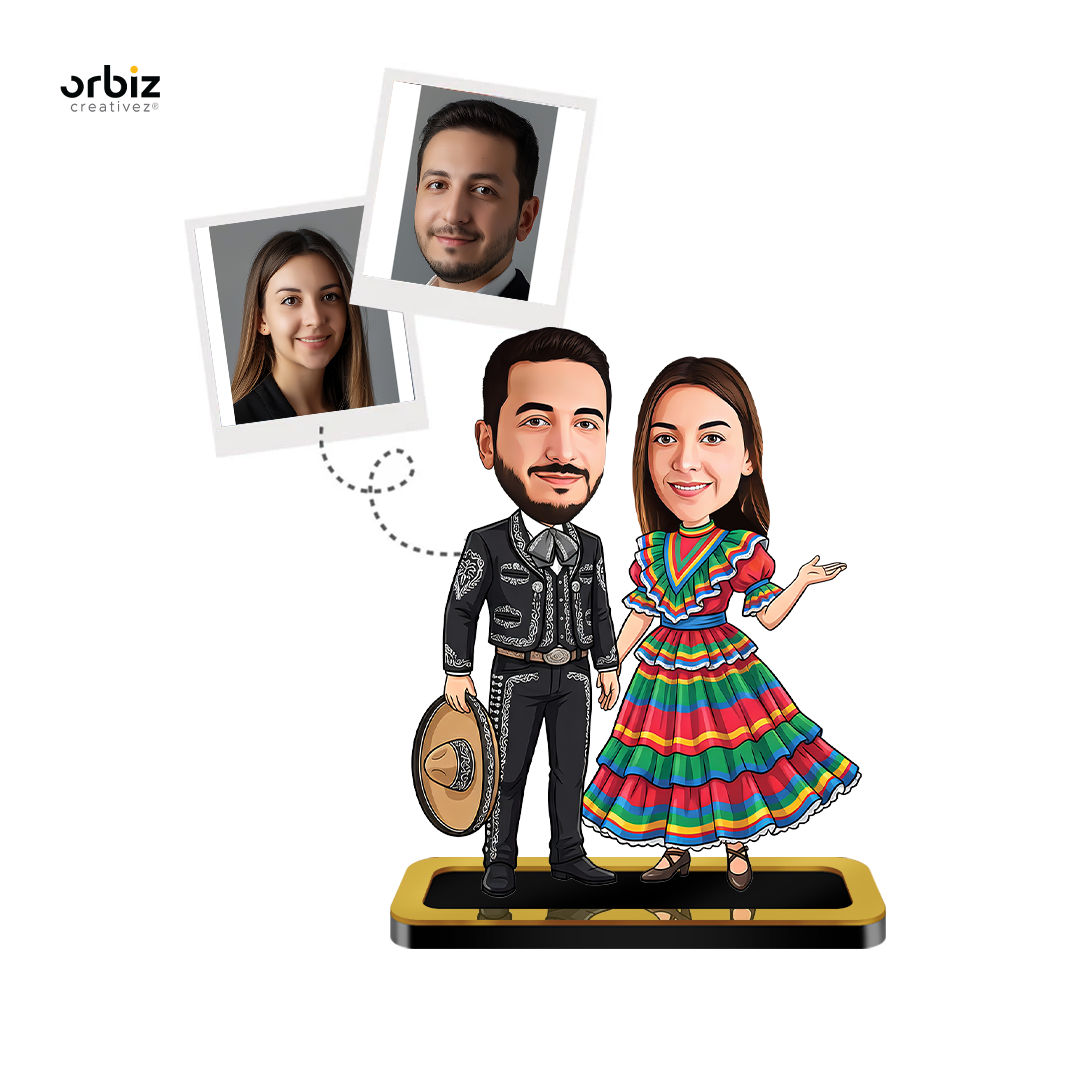 Personalized Mini Me : Mexican -Style Couple Caricature