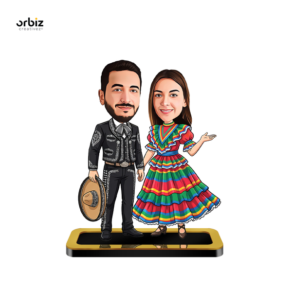 Personalized Mini Me : Mexican -Style Couple Caricature