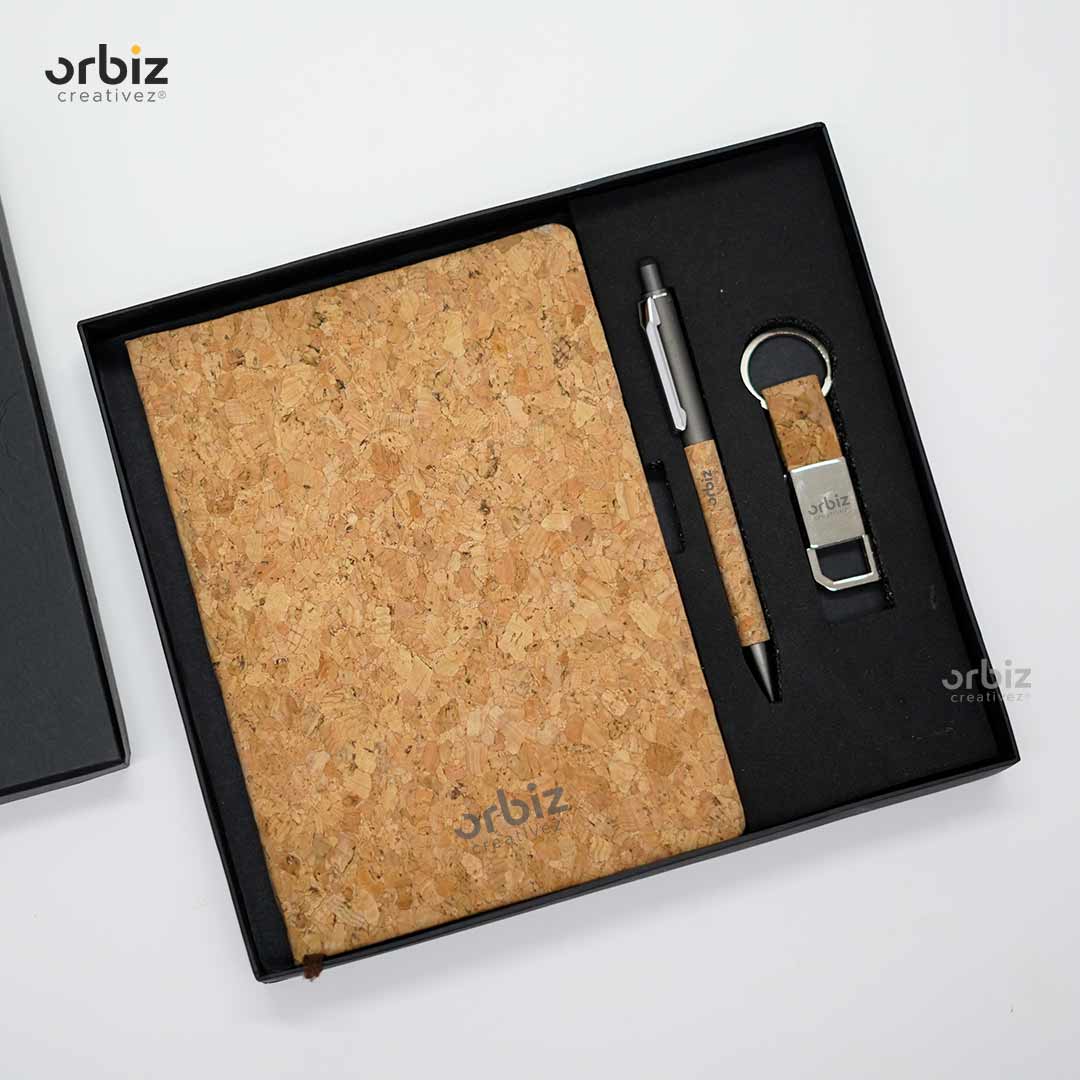 Premium Corporate Gift Set – Diary, Metal Pen & Keychain Combo