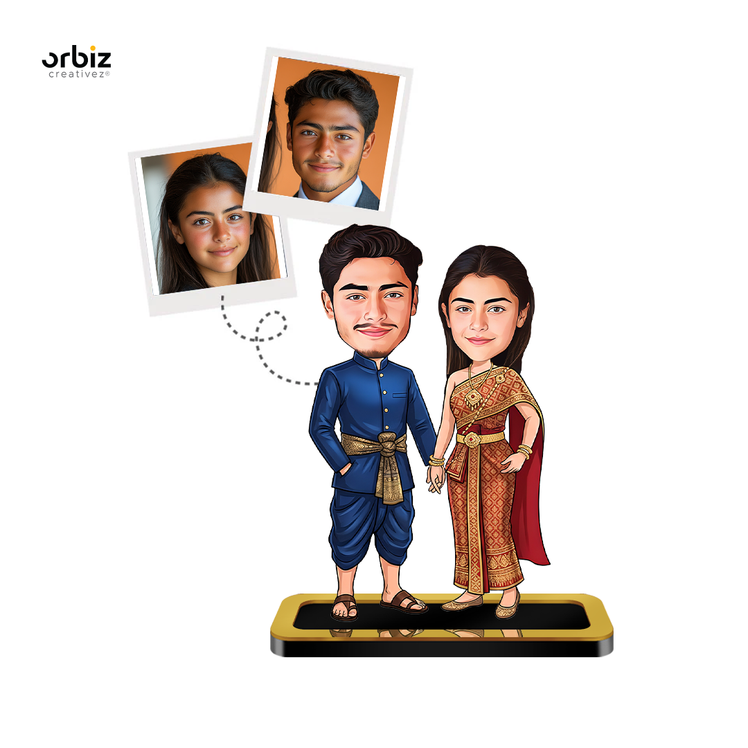 Personalized Mini Me :  Thai Wedding Style Couple Caricature