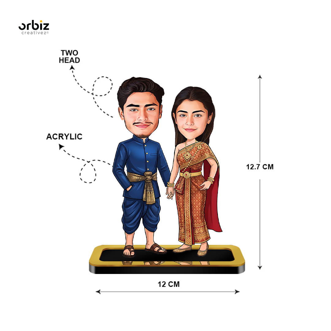 Personalized Mini Me :  Thai Wedding Style Couple Caricature