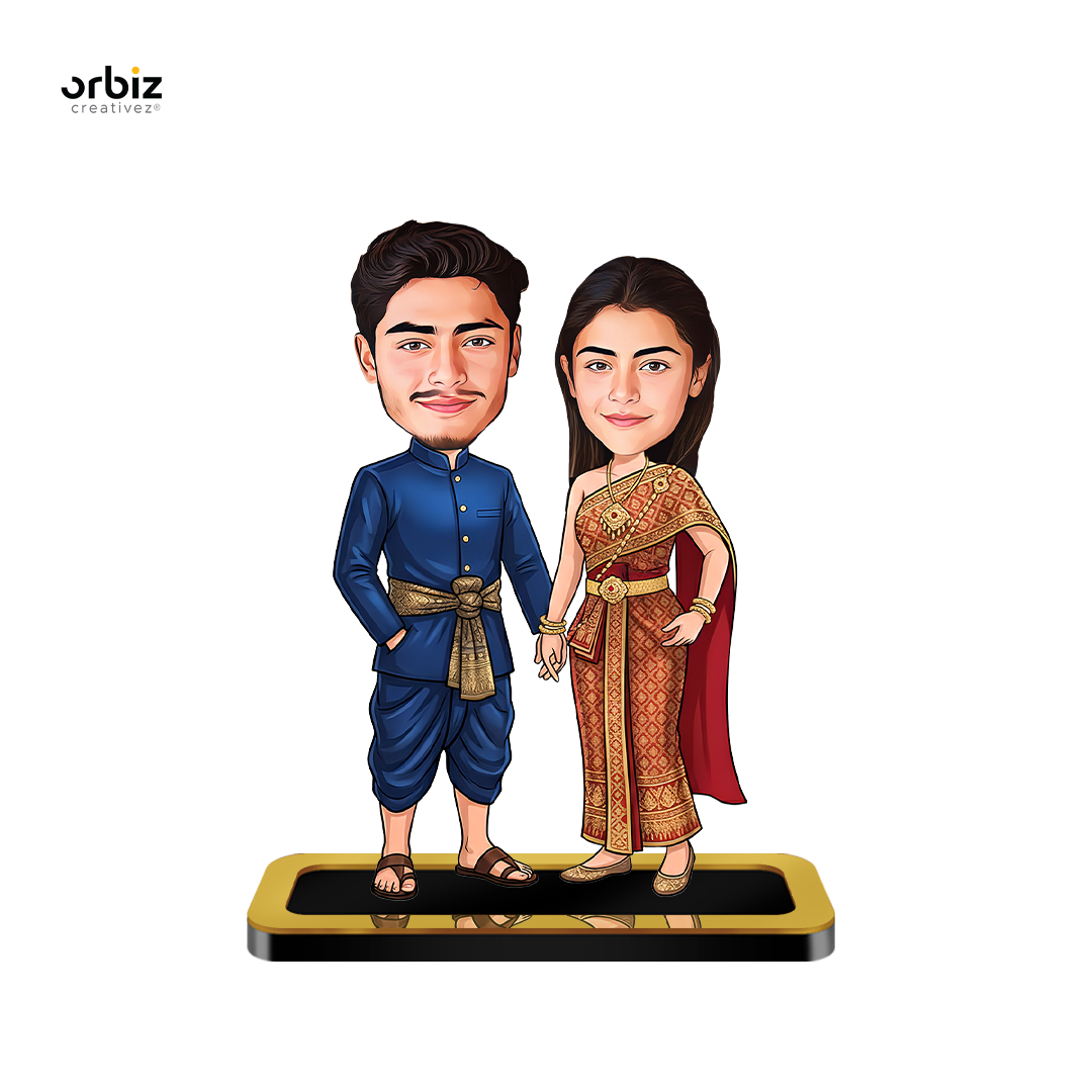 Personalized Mini Me :  Thai Wedding Style Couple Caricature