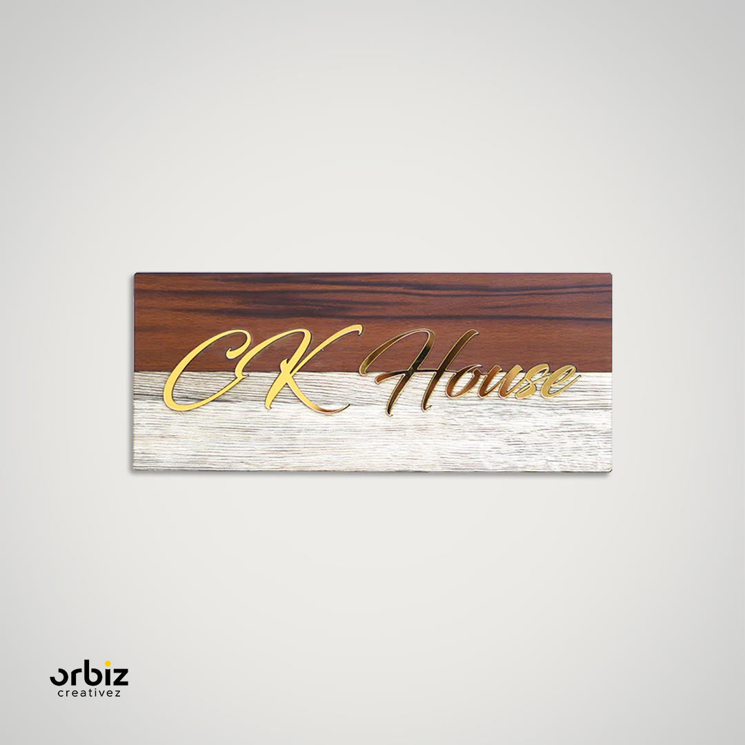 Golden Acrylic House Name Plate