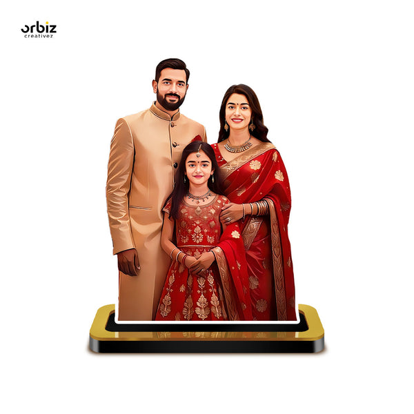 Personalised Mini Me : Family Caricature, Parents And Girl