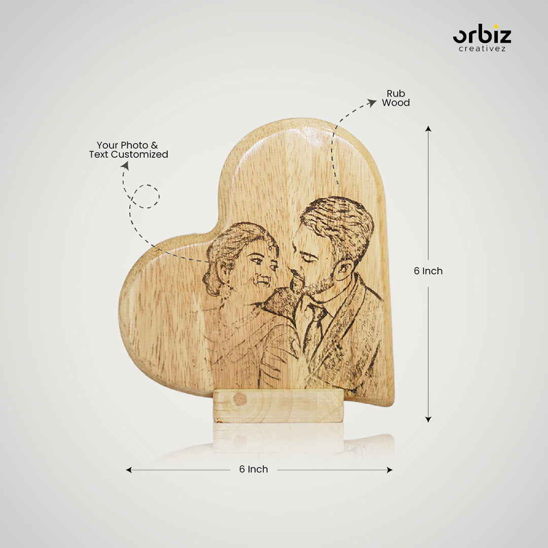 Engraved Couple Wooden Photo Frame