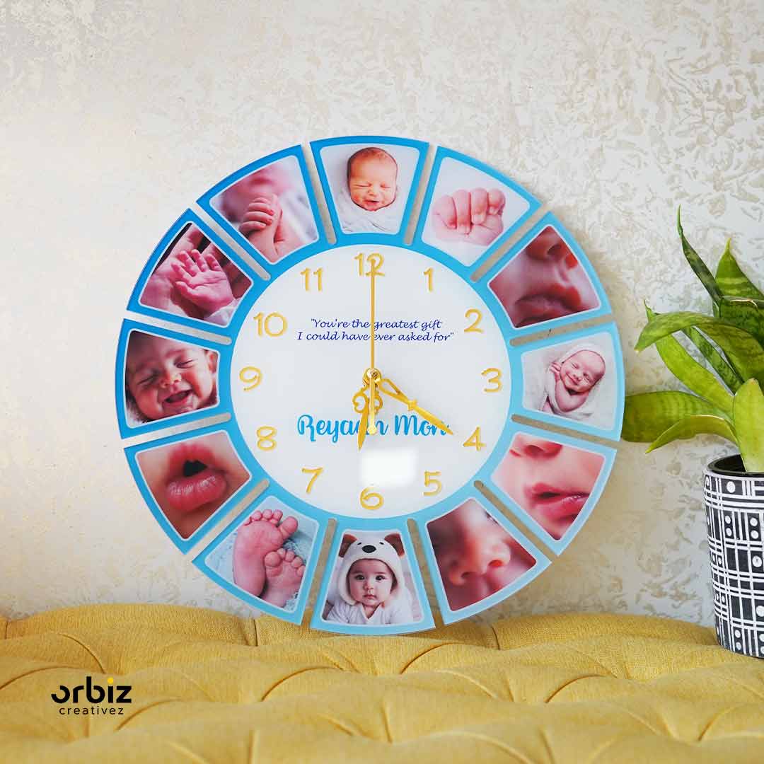 Personalized Photo Clock| Blue