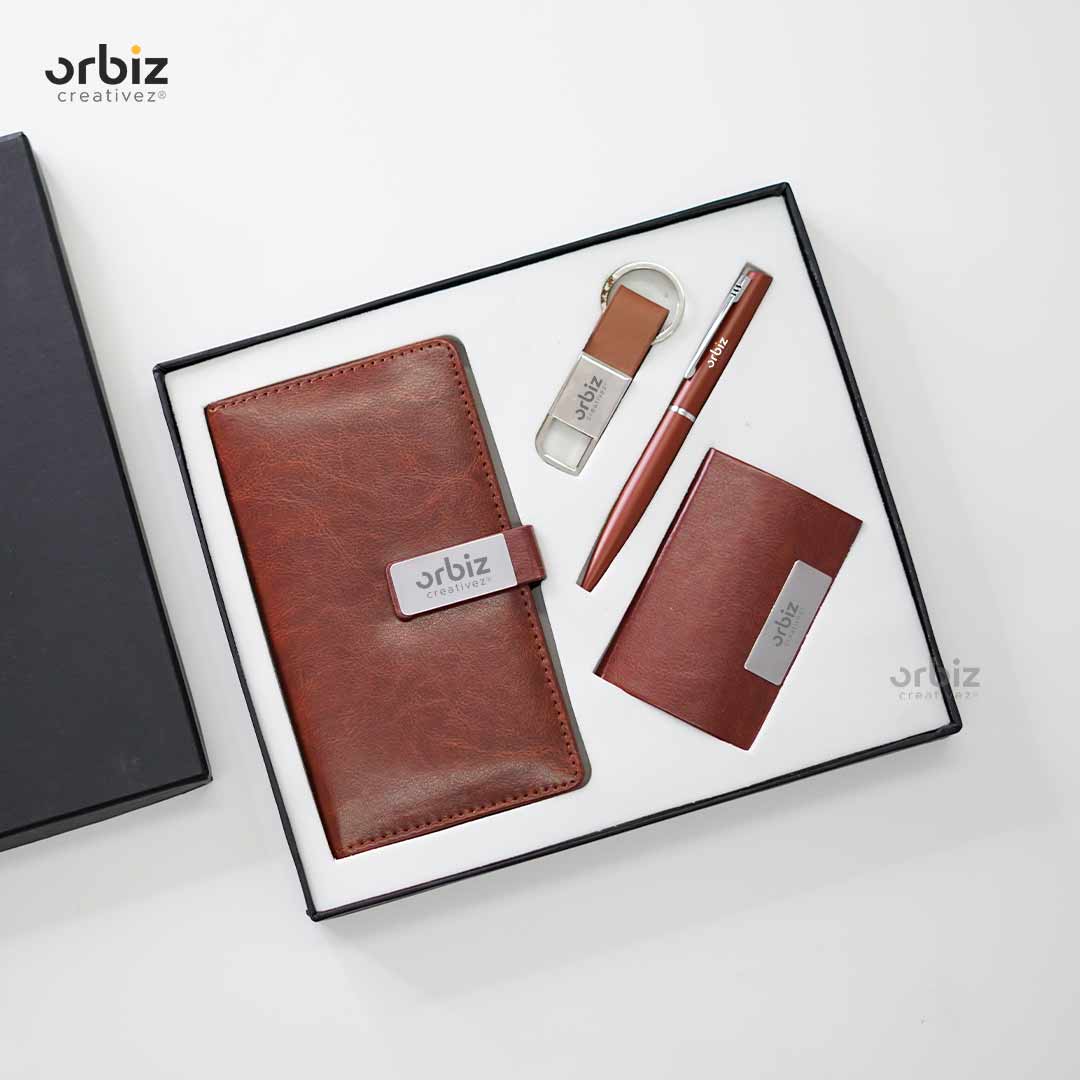 Customized Corporate Gift Set – Diary, Metal Pen, Keychain & Card Holder