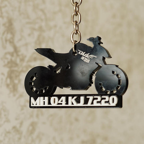 Customised Bike Shape Keychain, Black Sports Bike Cutout