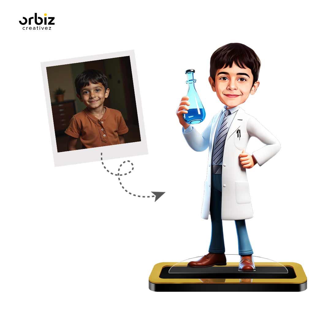 Personalized Mini Me : Scientist Caricature