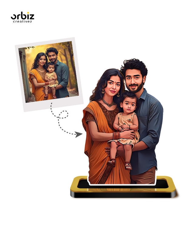 Personalised Mini Me : Family Caricature, Couple With Baby