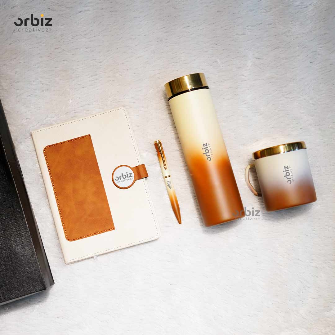 Premium Customized Corporate Gift Set – Bottle, A5 Diary, Mug & Metal Pen