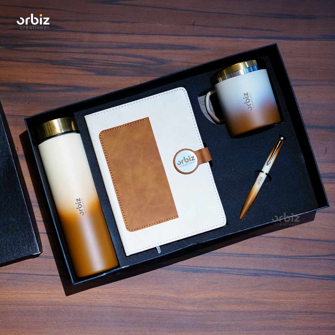 Premium Customized Corporate Gift Set – Bottle, A5 Diary, Mug & Metal Pen