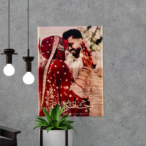 Couple UV Printed Wooden Wall Mount Frameless Picture Photo/Poster Frame For Wedding Anniversary, Birthday, Special Moment (Thickness 12mm)