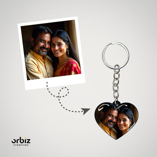 Couple Photo Keychain, Personalised Heart 1.6 x 1.8 Inch