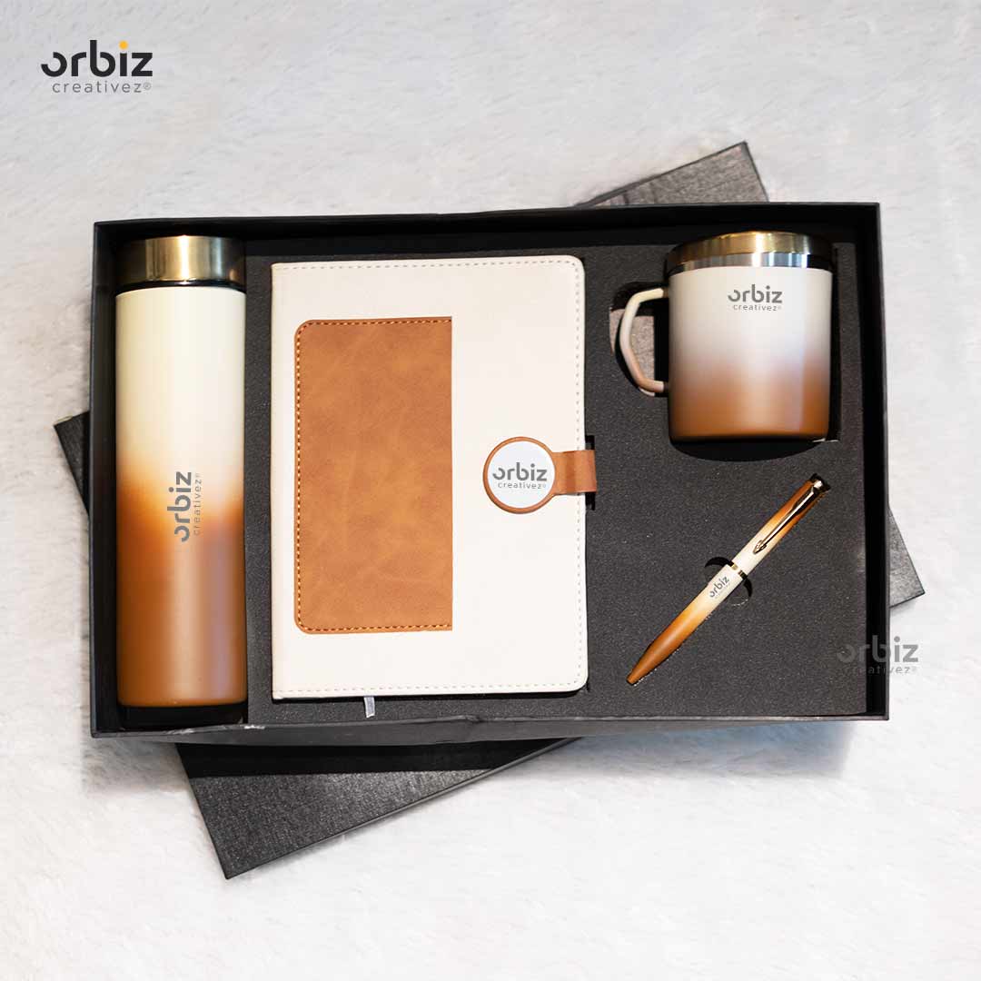 Premium Customized Corporate Gift Set – Bottle, A5 Diary, Mug & Metal Pen