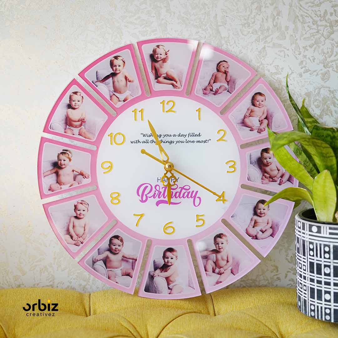 Personalized Photo Clock| Pink