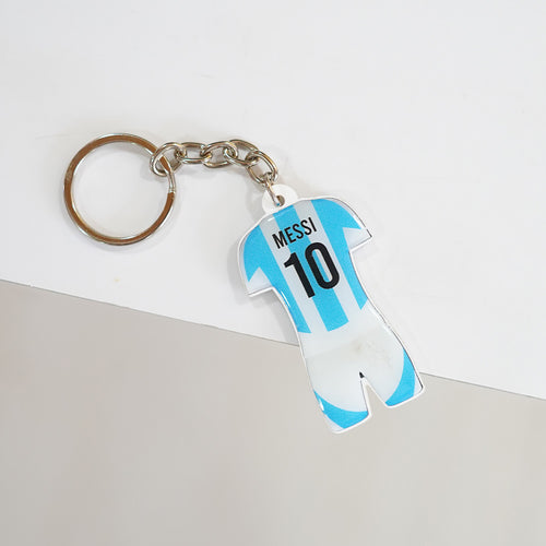 Messi Jersey Keychain, Number 10 Sky Blue Stripes With Gel