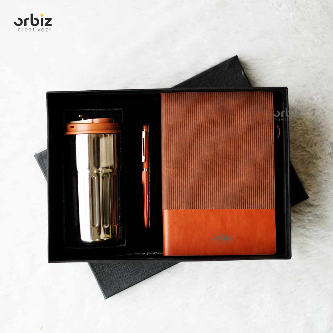 Customized Corporate Gift Set – A5 Diary, Metal Pen & Digital Coffee Mug