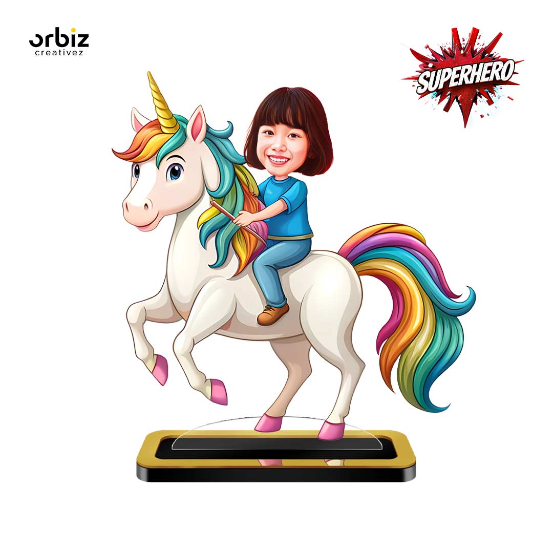 Personalized Mini Me: Riding Unicorn With Girl