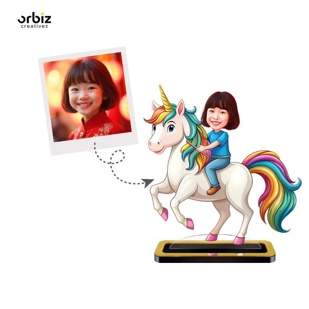 Personalized Mini Me: Riding Unicorn With Girl