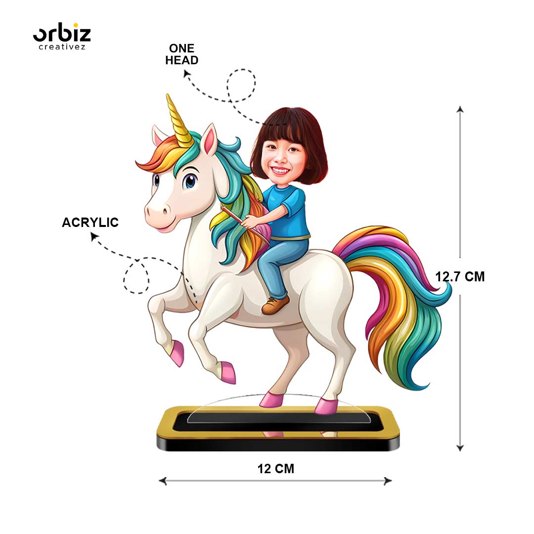 Personalized Mini Me: Riding Unicorn With Girl