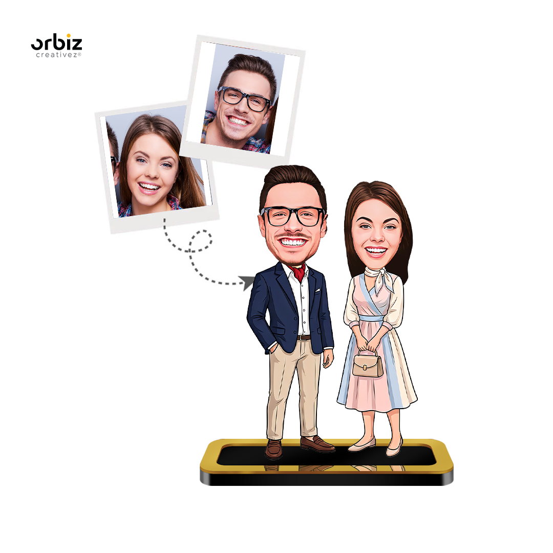Personalized Mini Me :  Stylish Couple Caricature