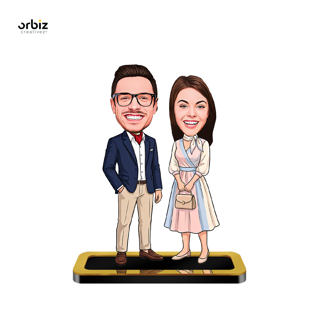 Personalized Mini Me :  Stylish Couple Caricature
