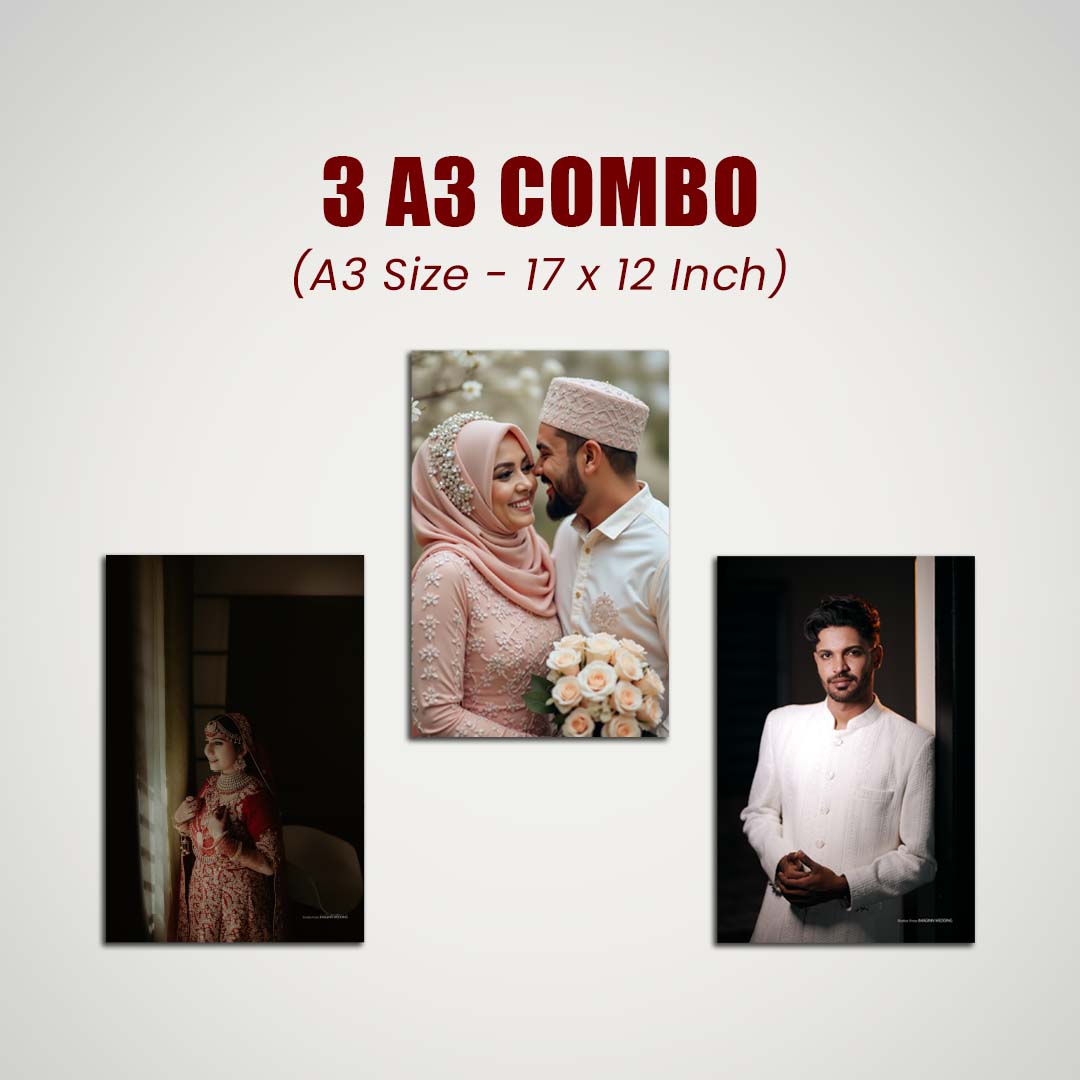 A3 UV Acrylic Photo Frame 3 Combo - Portrait