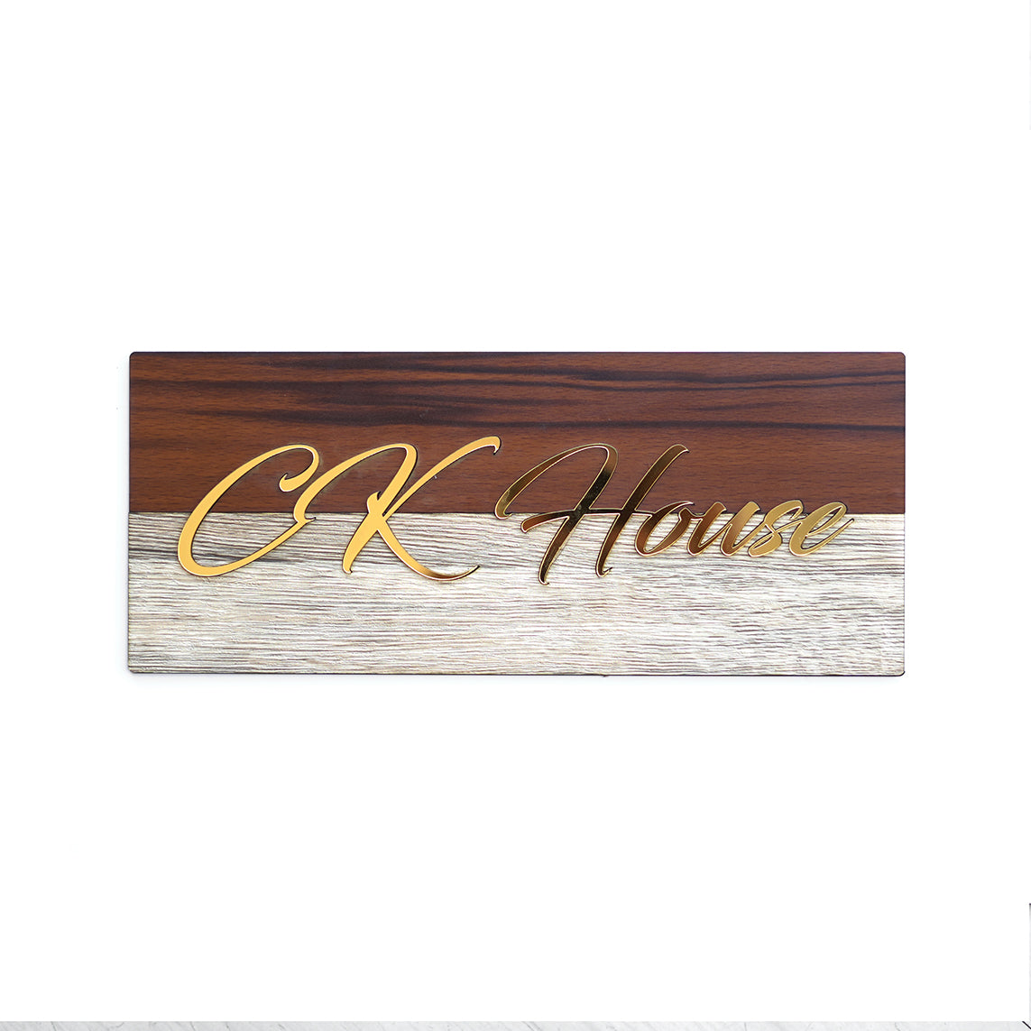 Golden Acrylic House Name Plate - Orbiz Creativez