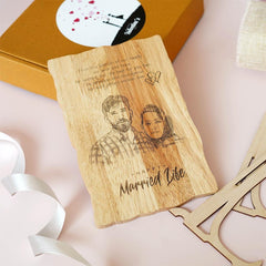 Valentines Day Special Engraved Wooden Photo Frame Box