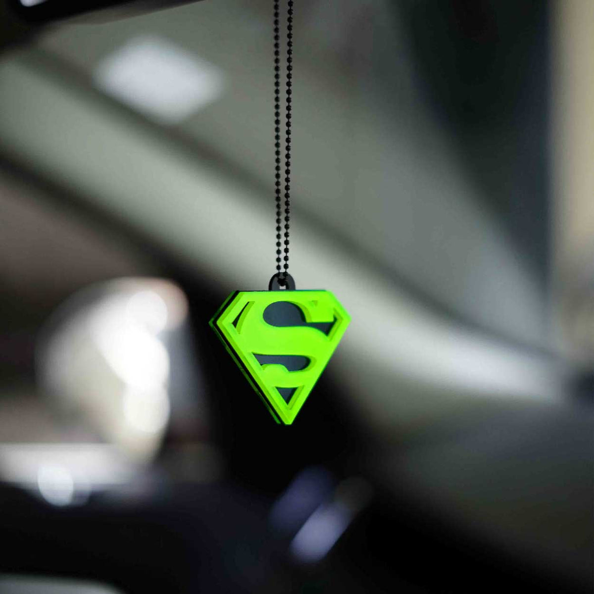 Fluorescent Green Super Man Car Mirror Hanging