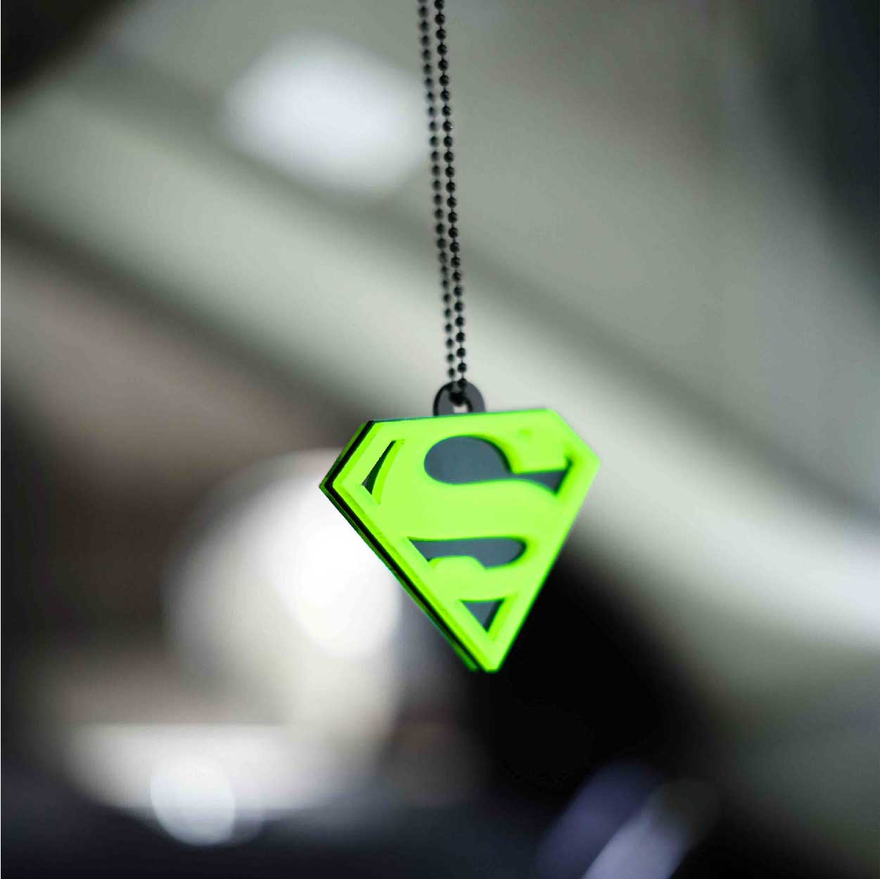 Fluorescent Green Super Man Car Mirror Hanging