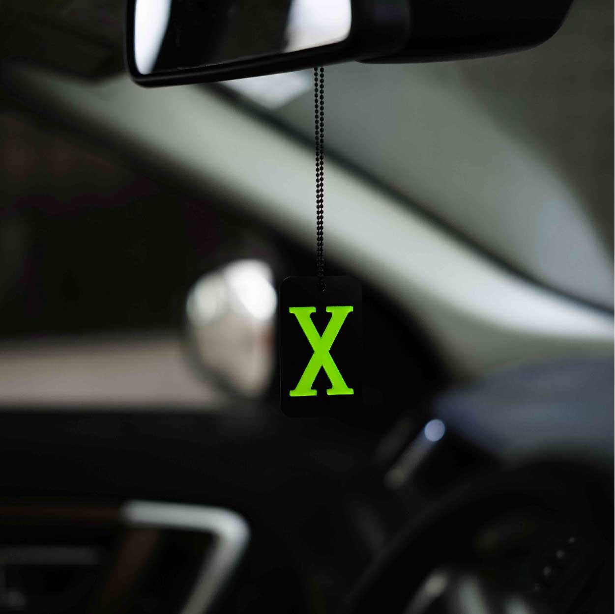 Fluorescent Green X Car Mirror Hanging